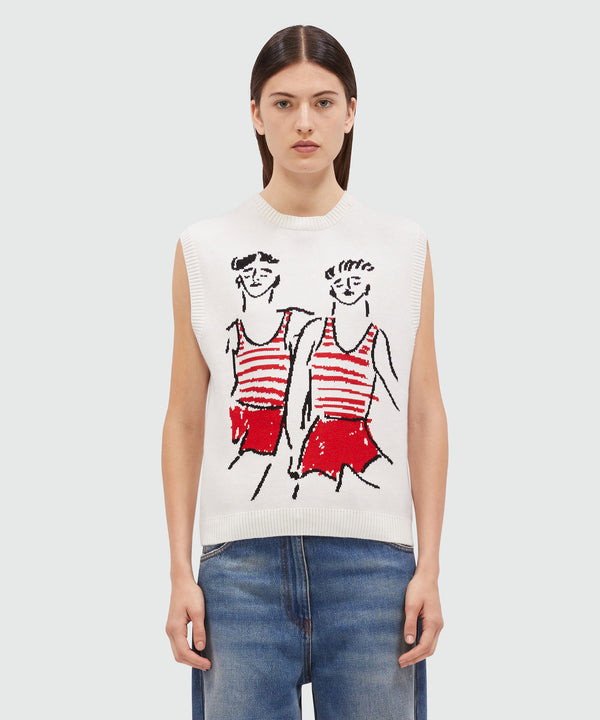 Knitted top with "Two Sailors" graphics