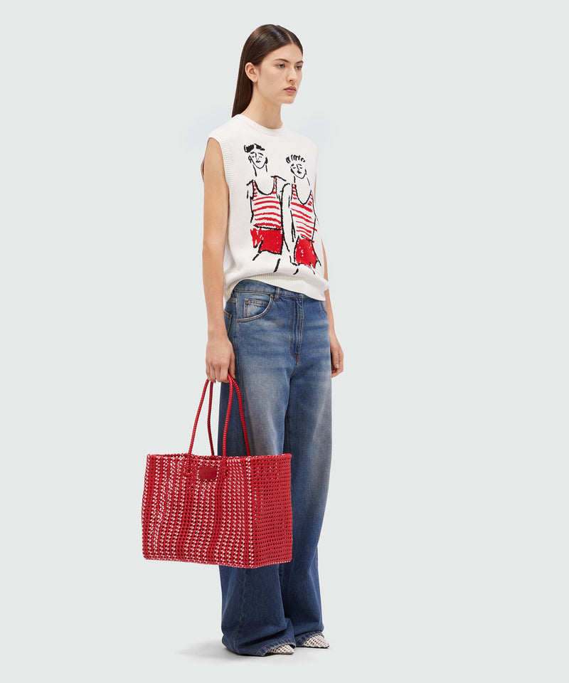 Knitted top with "Two Sailors" graphics OFF WHITE Women 