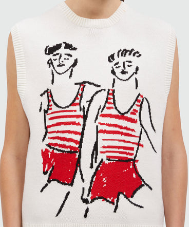 Knitted top with "Two Sailors" graphics