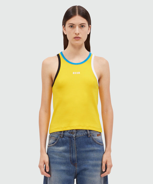 Jersey tank top with multicolored profiles