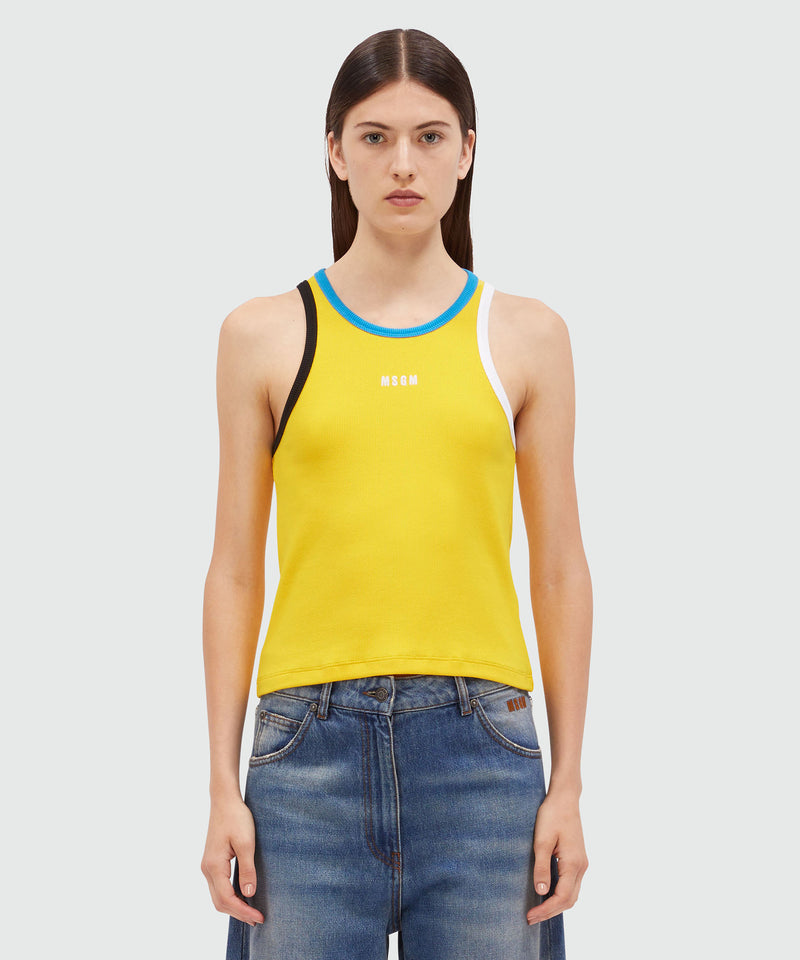 Jersey tank top with multicolored profiles YELLOW Women 