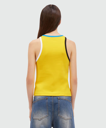 Jersey tank top with multicolored profiles