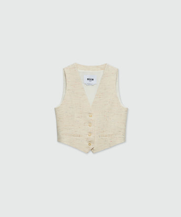 Waistcoat in cream fancy gabardine