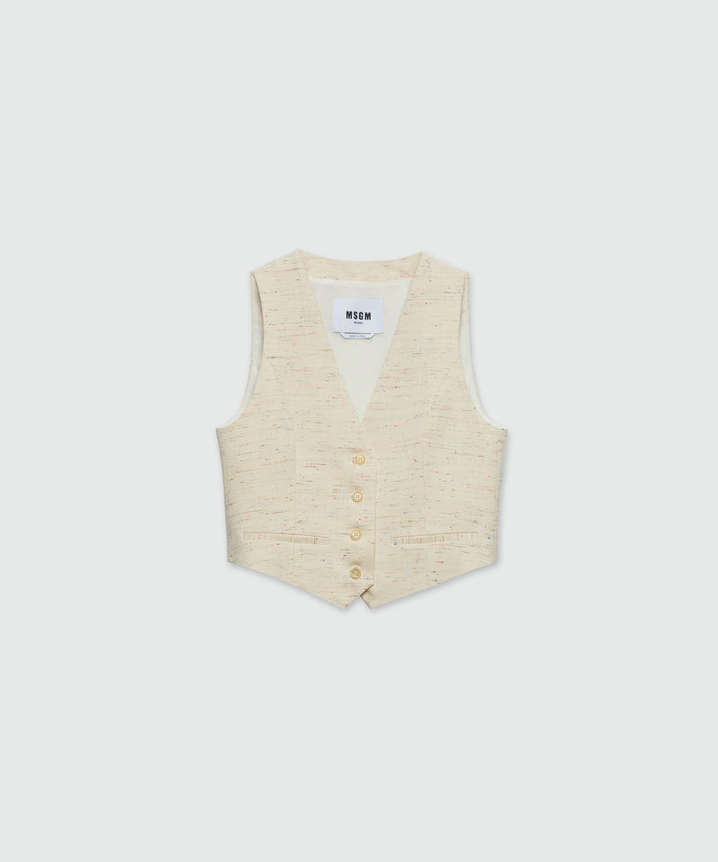 Waistcoat in cream fancy gabardine OFF WHITE Women 