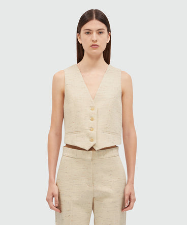 Waistcoat in cream fancy gabardine