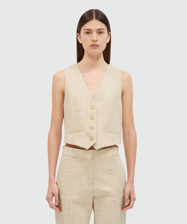 Waistcoat in cream fancy gabardine