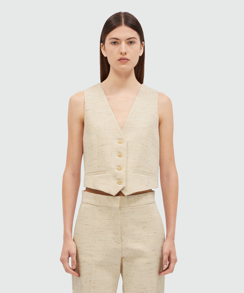 Waistcoat in cream fancy gabardine OFF WHITE Women 