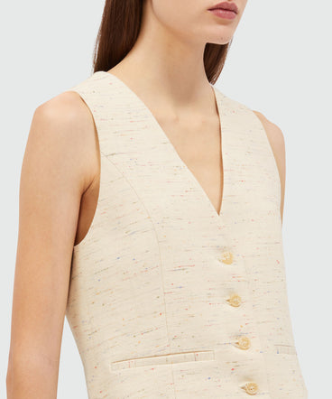 Waistcoat in cream fancy gabardine