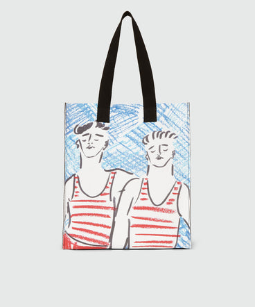 Borsa shopper in canvas con grafica Luke Edward Hall x MSGM