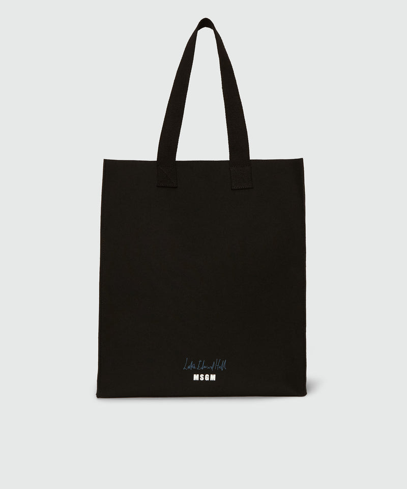 Borsa shopper in canvas con grafica Luke Edward Hall x MSGM Nero Donna 