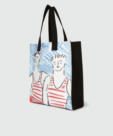 Borsa shopper in canvas con grafica Luke Edward Hall x MSGM