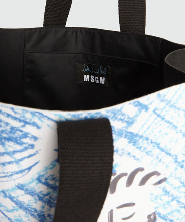 Borsa shopper in canvas con grafica Luke Edward Hall x MSGM