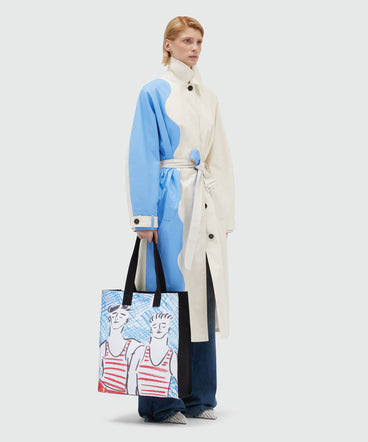 Borsa shopper in canvas con grafica Luke Edward Hall x MSGM