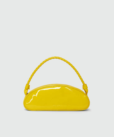 Yellow patent leather bean bag