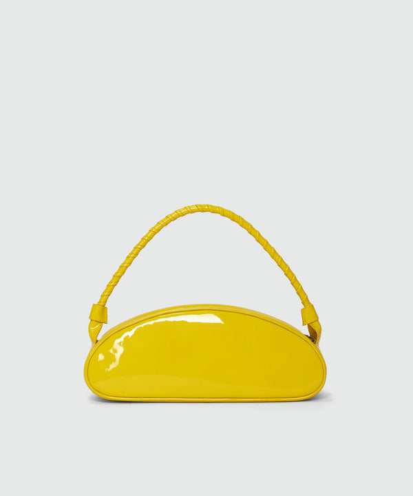 Yellow patent leather bean bag