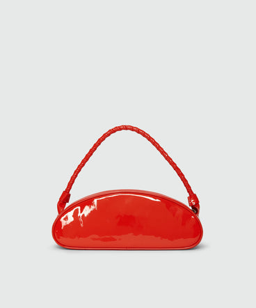 Red patent leather bean bag