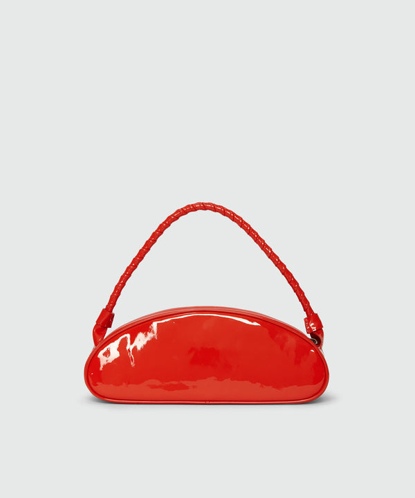 Red patent leather bean bag