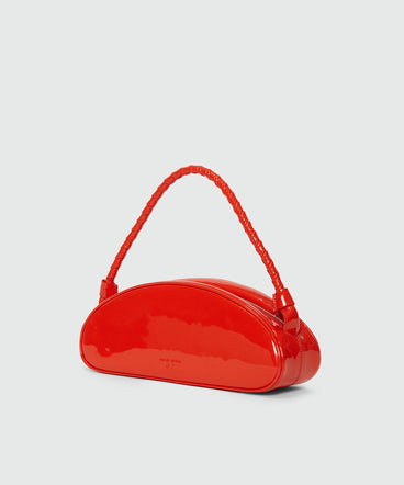 Red patent leather bean bag