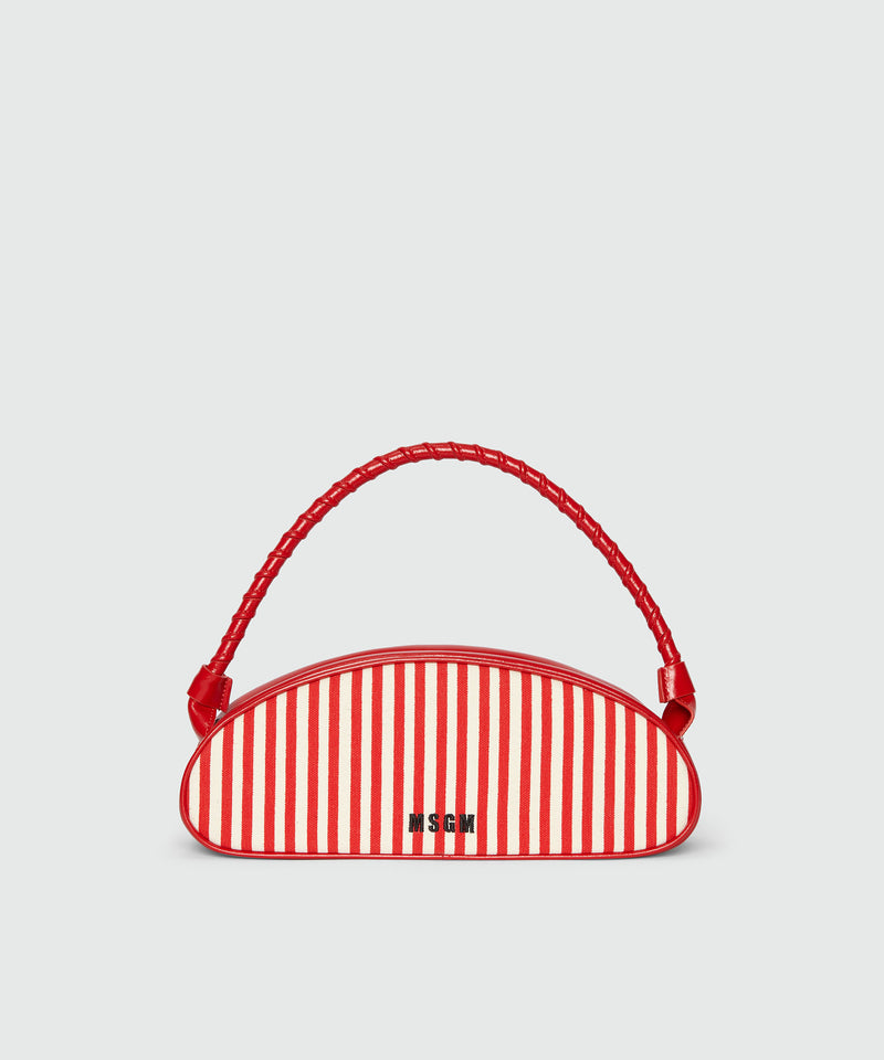 Bean bag in leather and canvas with red and white stripes RED Women 