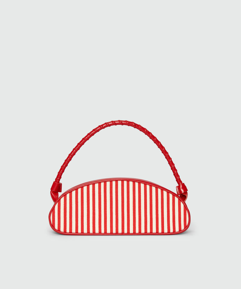 Bean bag in leather and canvas with red and white stripes RED Women 