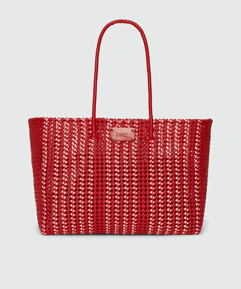 Woven tote bag with red nappa clutch bag RED Women 