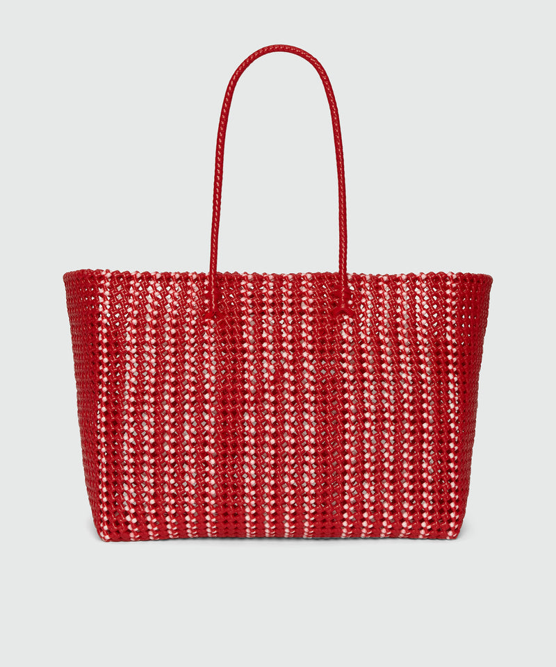 Woven tote bag with red nappa clutch bag RED Women 