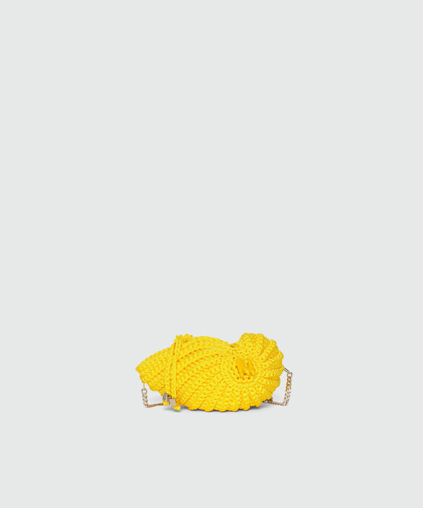 Yellow macramé snail bag