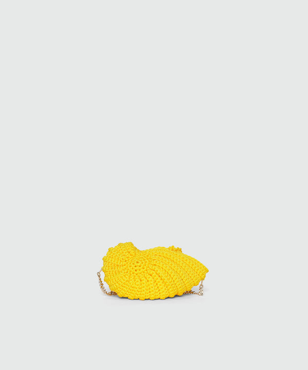 Yellow macramé snail bag