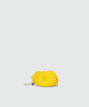 Yellow macramé snail bag