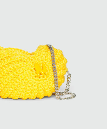 Yellow macramé snail bag