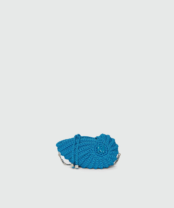 Steel blue snail bag in macramé