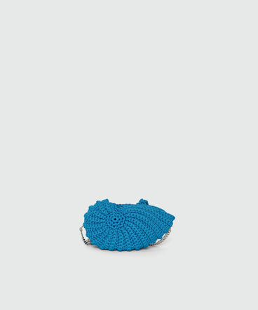 Steel blue snail bag in macramé