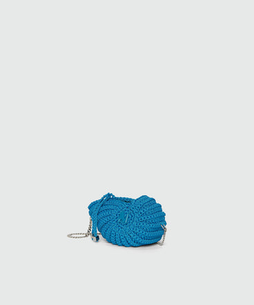 Steel blue snail bag in macramé