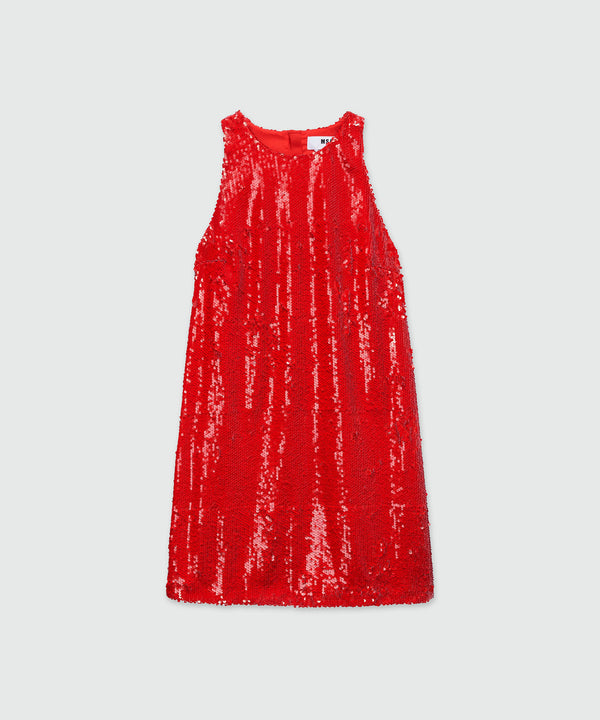 Red sequin mini dress