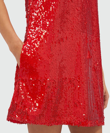 Red sequin mini dress