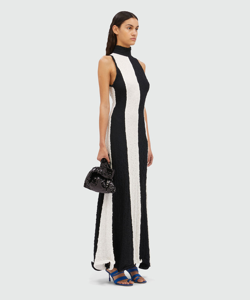 Black and white long dress Black Women 