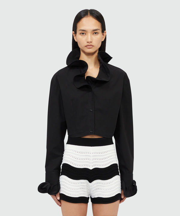 Poplin cropped shirt with elegant collar