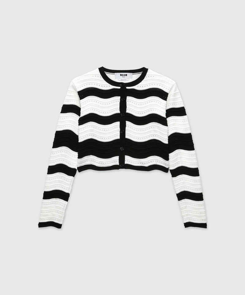 Maglia cropped MSGM Waves Nero Donna 