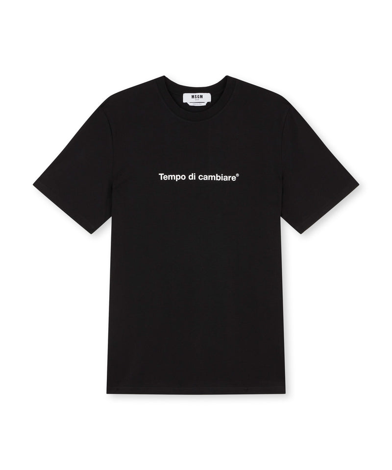T-shirt girocollo con quote "Tempo di cambiare" NERO Unisex 