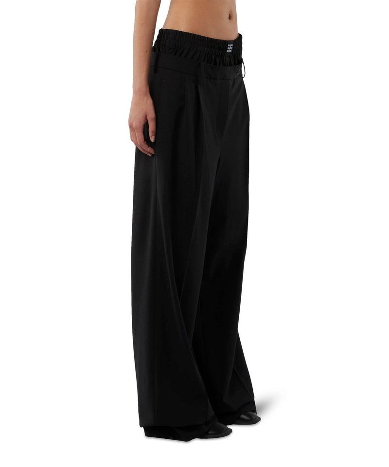 Virgin wool tailored pants with built-in boxers BLACK Women 