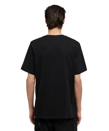 T-shirt girocollo in cotone con logo pennellato MSGM posizionato sul collo