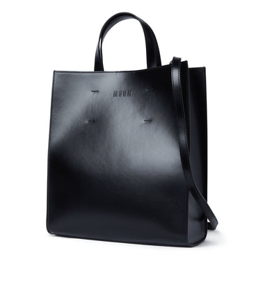 Faux leather tote bag with embossed micro logo