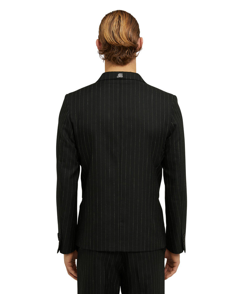 Giacca in pura lana con lavorazione "Punk Pinstripe" NERO Uomo 