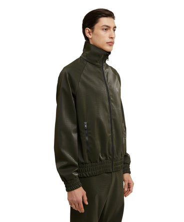 Viscose bomber jacket with "Croco Eco Leather" pattern