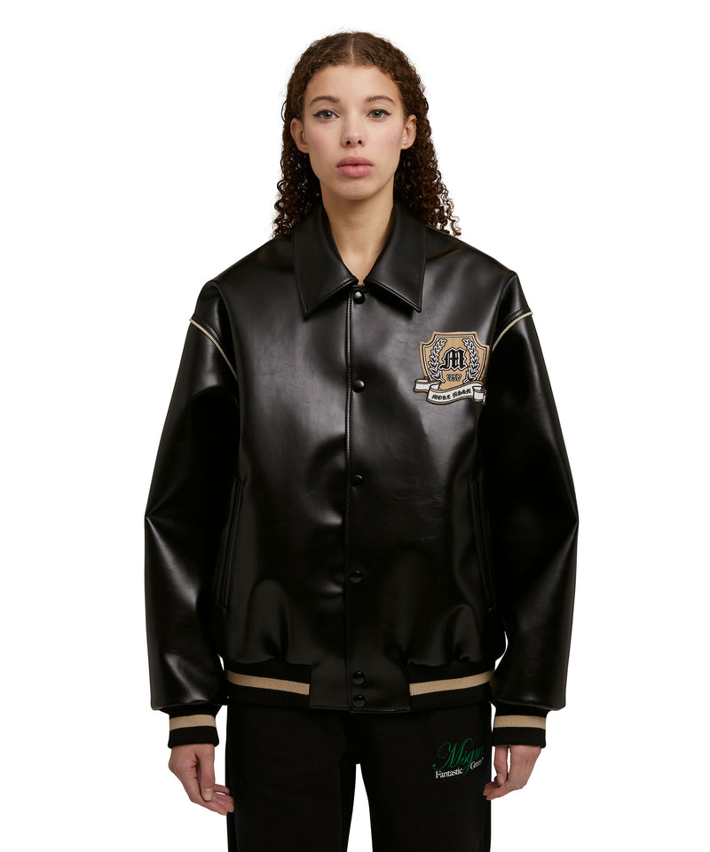 Bomber in tessuto "Compact Eco Leather" NERO Donna 