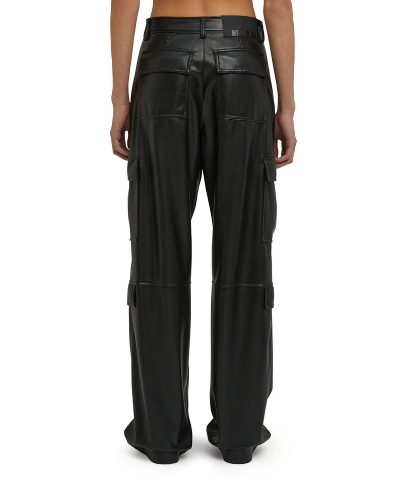 Pantalone cargo in tessuto "Soft Eco Leather" NERO Donna 