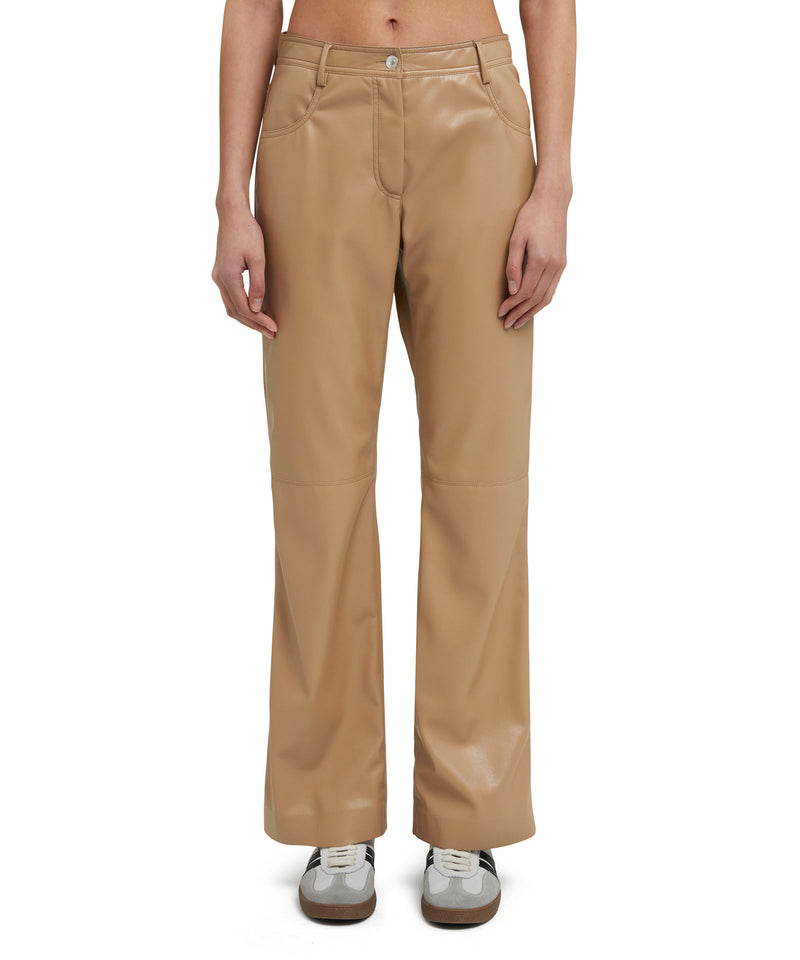 Pantalone a gamba dritta in tessuto "Soft Eco Leather" BEIGE Donna 