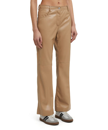 Pantalone a gamba dritta in tessuto "Soft Eco Leather"