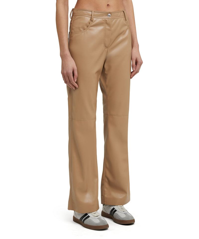 Pantalone a gamba dritta in tessuto "Soft Eco Leather" BEIGE Donna 