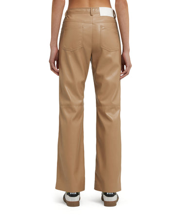 Pantalone a gamba dritta in tessuto "Soft Eco Leather"